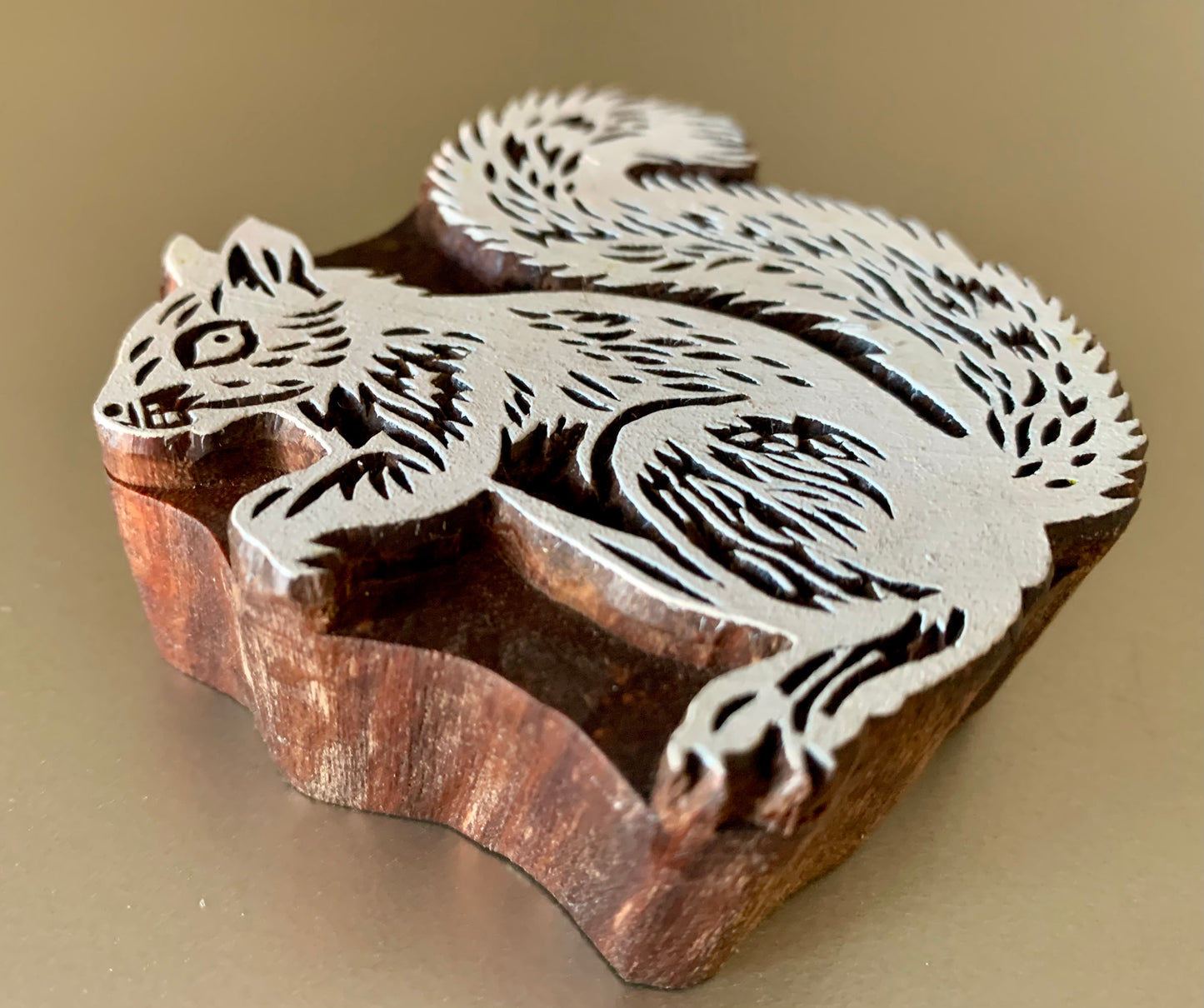 SQUIRREL Hand Carved Wood Block Stamp for Pottery/Printing