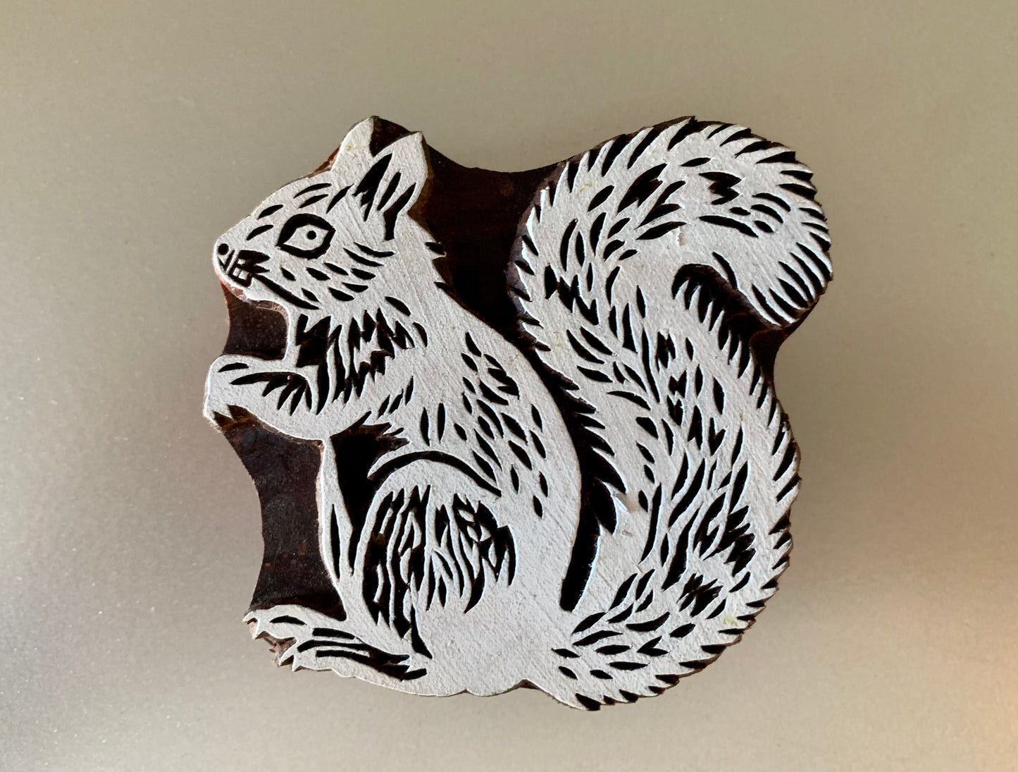 SQUIRREL Hand Carved Wood Block Stamp for Pottery/Printing